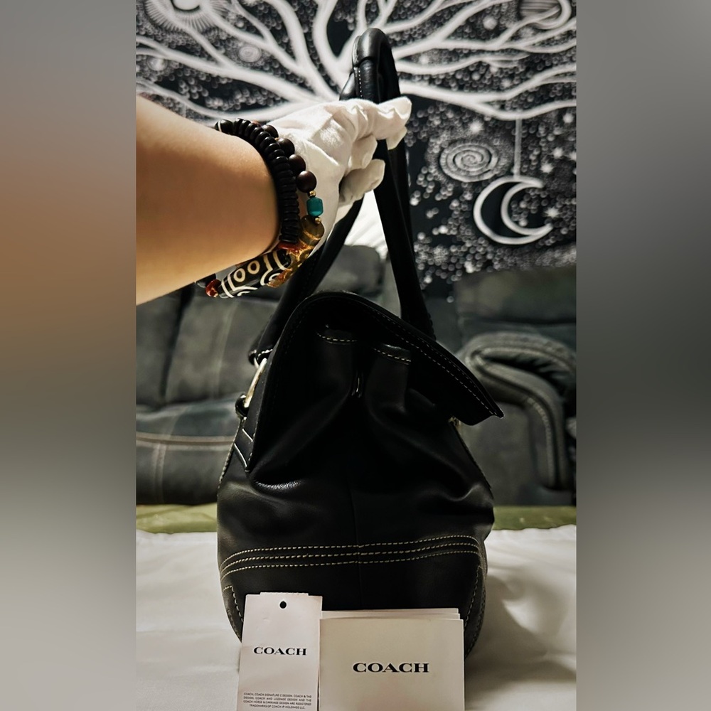 Vintage Y2K Coach tote bags Black Leather shoulder bag❌70% OFF SALE❌ make offer - Picture 14 of 17